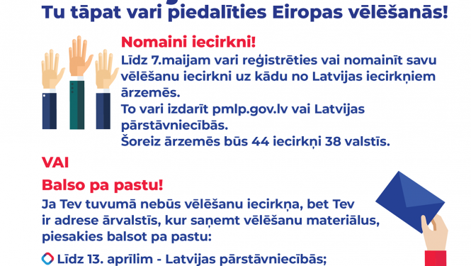 Vēl tikai dažas dienas var reģistrēties pasta balsošanai Latvijas pārstāvniecībās!