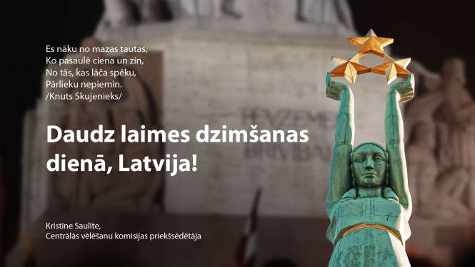 Brīvības piemineklis tuvplānā un teksts