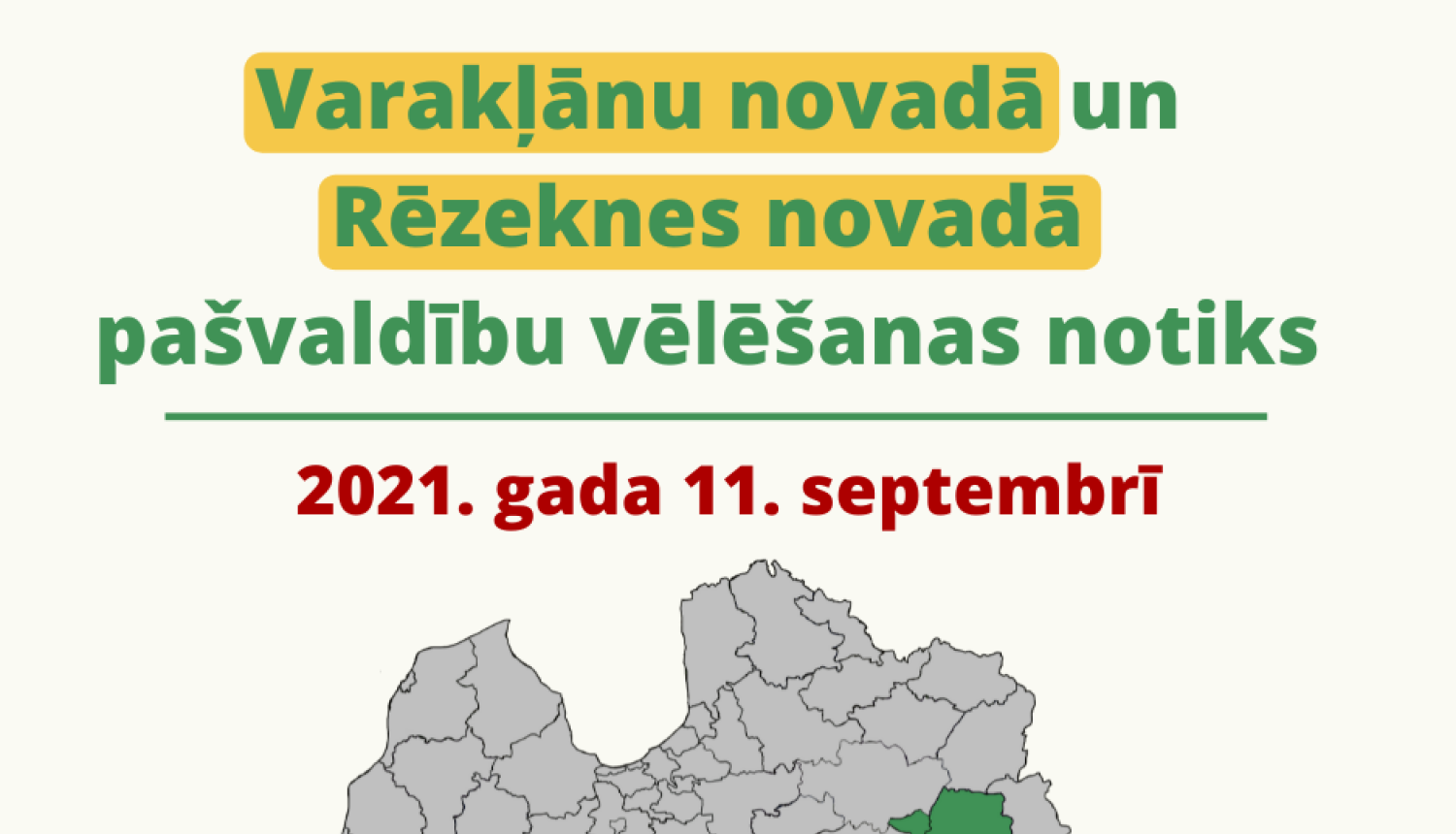 Varakļānu novada un Rēzeknes novada pašvaldību vēlēšanas plānotas 11. septembrī