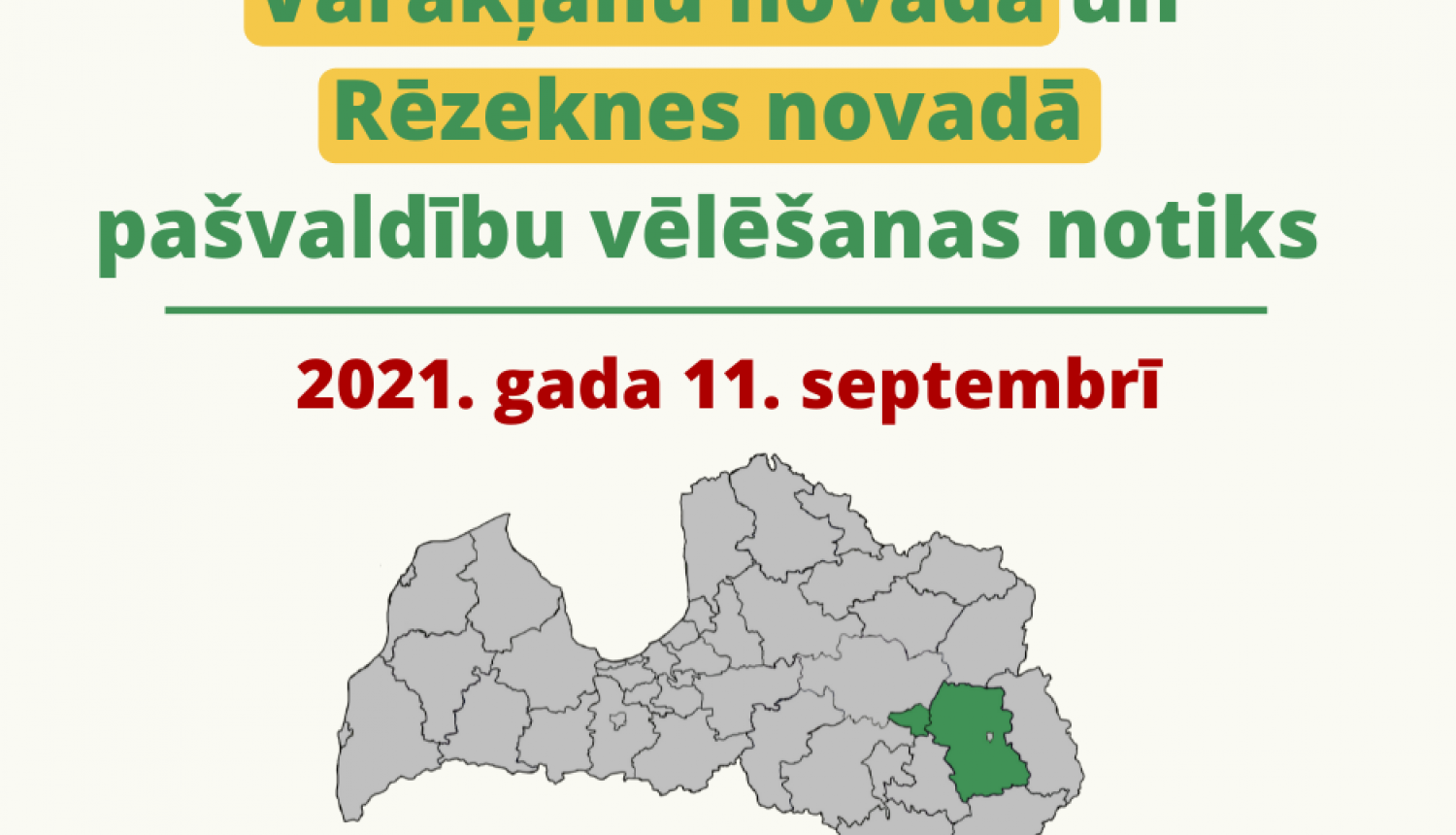 Varakļānu novada un Rēzeknes novada pašvaldību vēlēšanas plānotas 11. septembrī